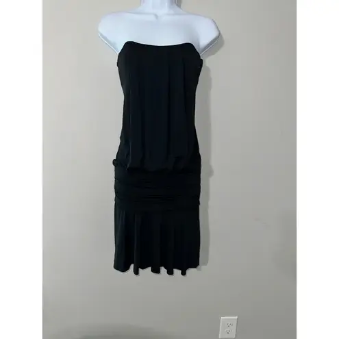 Patrizia Pepe Black Strapless Corset Ruched Mini Dress Drop Waist NWT Size 8
