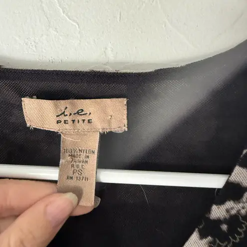 I.e. Petite Y2k Long Sleeve Top Small Black Tan Abstract Print Grunge Whimsigoth Size 00