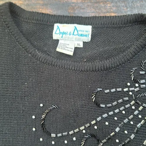Draper's & Damon's pullover black beaded Sweater size extra Large long sleeve