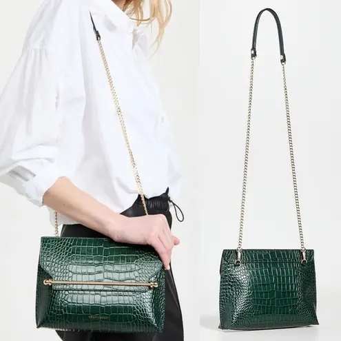 Strathberry Stylist Crossbody Bag In Green Bottle crock embossed