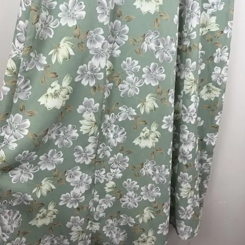 Vintage Green Floral Short Sleeve Midi Dress Sz 8 Cottagecore Homestead Prairie