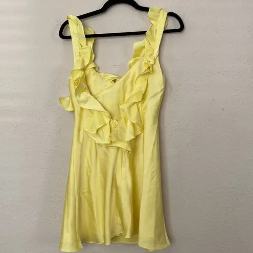 House Of CB ‘Tink’ Buttercup Satin Ruffle Mini Dress NWOT size M