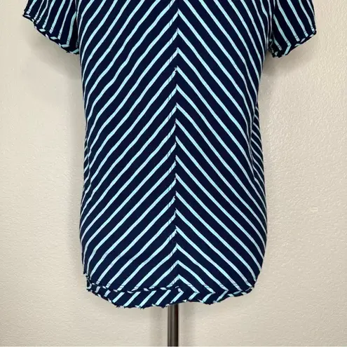 Soft Surroundings 100% Pima Cotton Indra Blue Striped Short Sleeves Tee