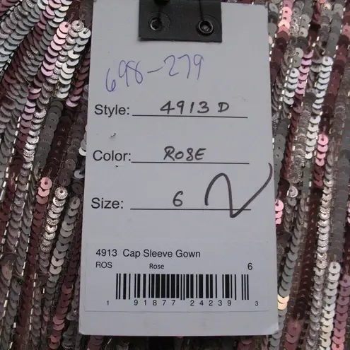 Mac Duggal NWT Embellished Full Length Layered Gown Dress 6 93582 Pink