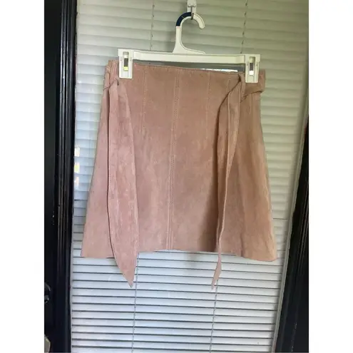 NWT BlankNyc Leather Suede Candy Blush Pink Mini Skirt Size 25 Tan
