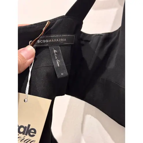 BCBGMaxazria Joela Tulle Pleated Waist Cutot Ruffle Maxi Gown Black Women's 0