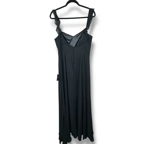 Lulus NWT Dreamy Admiration Black Ruffled Sweetheart Chiffon Maxi Dress Large