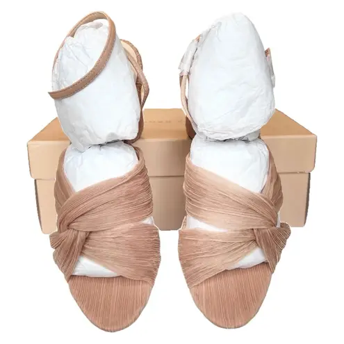 Loeffler Randall NIB Reed Beauty Pleated Twist Sandals in Blush Pink