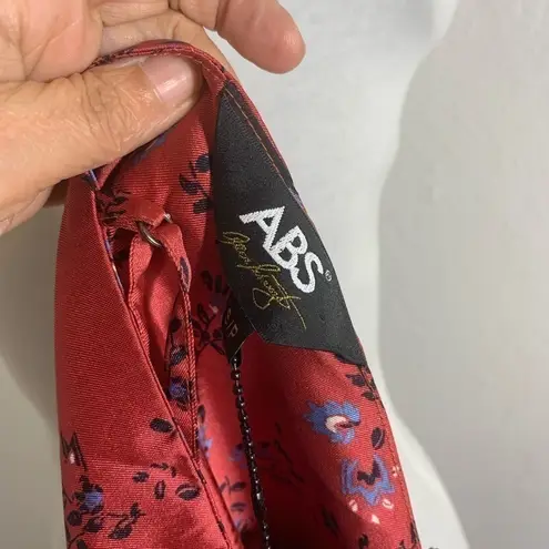 ABS Allen Schwartz NWT earth red floral print adjustable strap sinch waist S