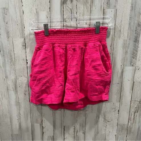 Three Dots Shorts Women's XS Hot Pink Gauze Pull On Athletic Bottoms