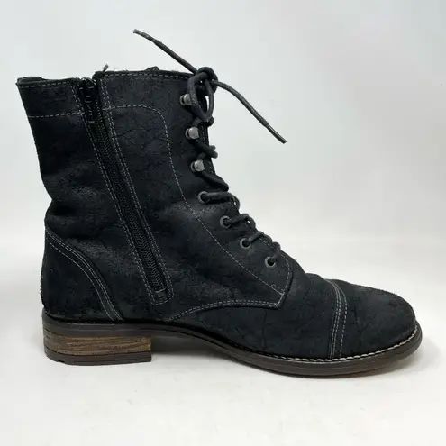 Taos Comrade Distressed Black Leather Lace Up Ankle Combat Boots womens 42 11