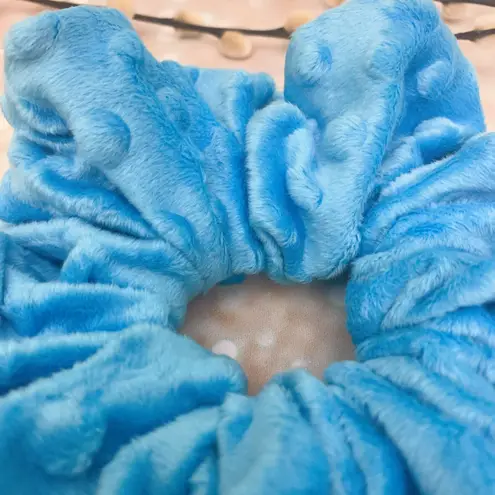 Jumbo Scrunchie Minky Blue Dimple Dots Giant Scrunchie