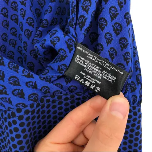 Proenza Schouler Cami Long Floral Block Print Crepe De Chine Silk Dress Blue 2