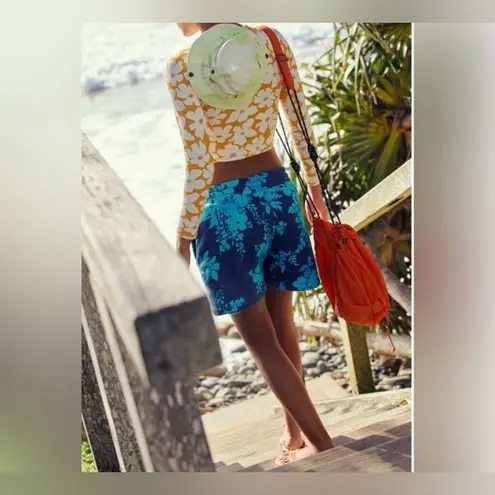 NWT Free People FP Movement Sprint To The Finish Printed Shorts floral blue