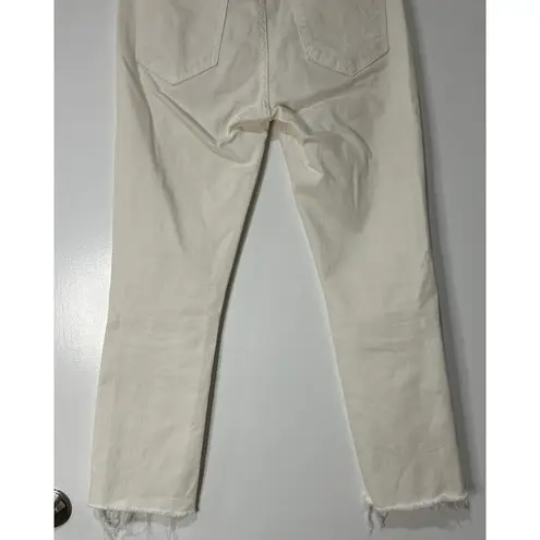 Mother The Mid Rise Dazzler Crop Fray Jean Cream Puffs Size 28 6 US NWOT Raw Hem