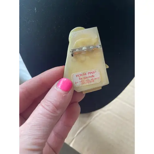 Lucinda House Pin Whimsical Geometric Cottagecore Brooch Statement Orange