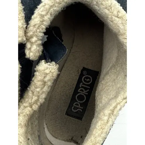 Sporto Womens Leather & Suede Ankle Boots With Faux Fur Lining 7.5W Blue