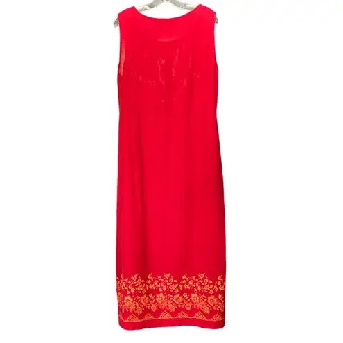 Erika Vintage 90’s Red Linen Floral Midi Dress And Top