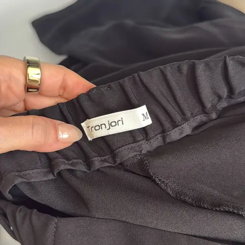 Tronjori High Waist Casual Wide Leg Long Palazzo Pants Trousers Black Size M Size M