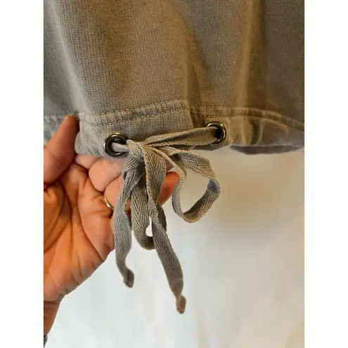 Zyia Active Women's gray crop top drawstring small oversized fit casual summer