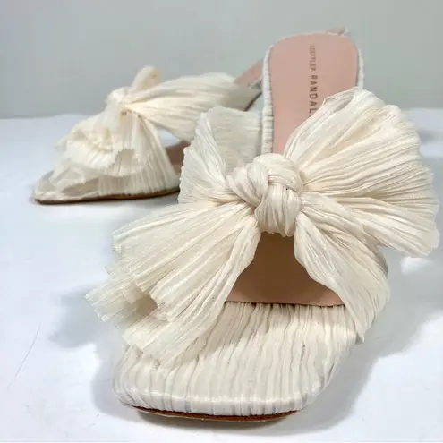 Loeffler Randall Claudia Top Knot Bow Heel Mule Sandals Pearl 9.5 NEW