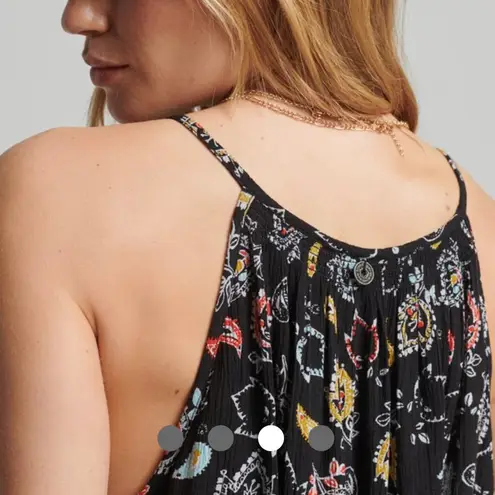 Superdry Beach Cami Top Black Paisley Size 6
