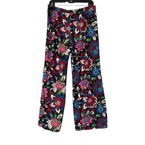 Jude Connally Lucia JC Floral Print Wide Leg Pants, Fall Chintz Navy, Sz M Red Size M