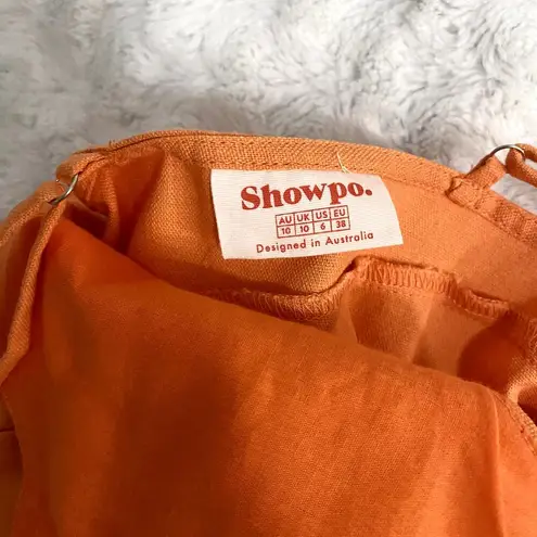 Showpo NEW  Patchico Orange Linen Blend Look Split Bust Bodycon Mini Dress 6