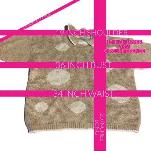 VINTAGE 1980'S ANDENE BEIGE & CREAM POLKADOT SILK BLEND SHORT SLEEVE SWEATER (M) Tan Size M