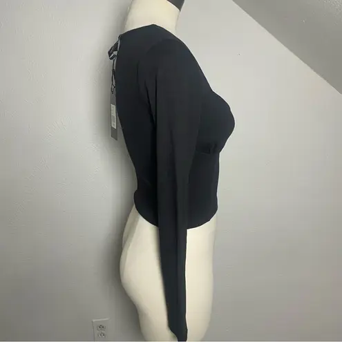 Brave Soul London Liliana Black Square Neck Crop Top NWT Size M