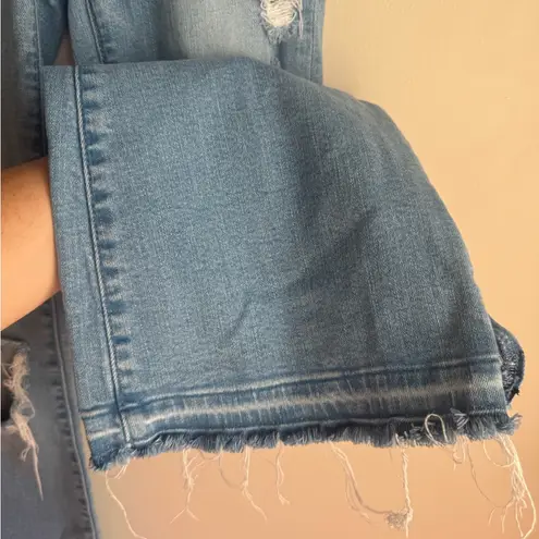 American Eagle  Light Blue Distressed Flare Jeans Stretch Size 000 Short