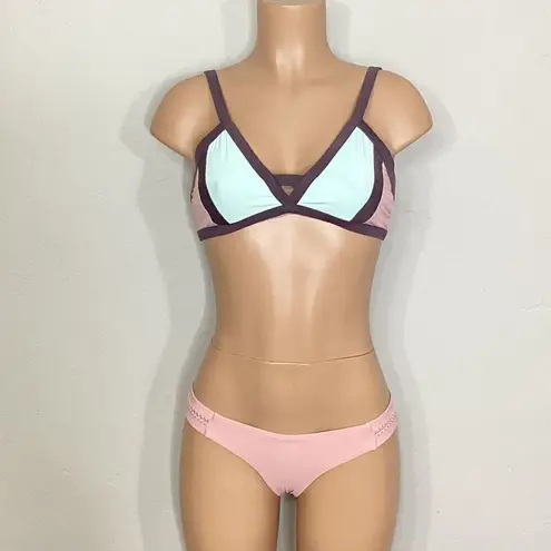 PilyQ New. blush/pink, brown, mint bikini. D-cup top/ S-bottom. Normally $168