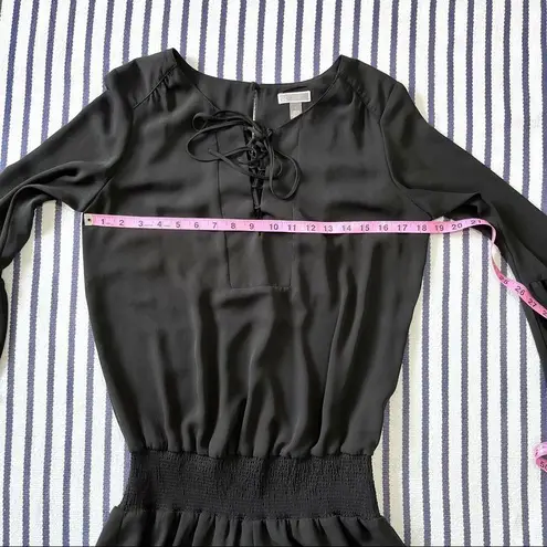 Chelsea28 Black Bell Sleeve Smocked Waist Romper Small