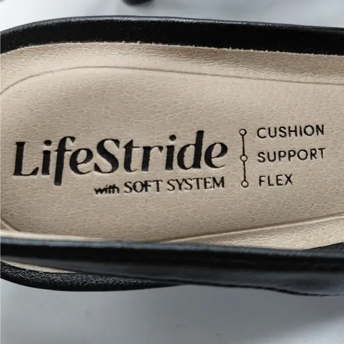 LifeStride Annalise Slingback Heels Women’s 7.5 Black Faux Leather Comfort Shoes