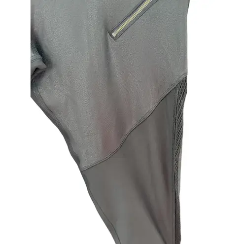 NWT Gottex Studio Black Faux Leather Mesh Paneled Zip Detail Capri Leggings L/G Size undefined