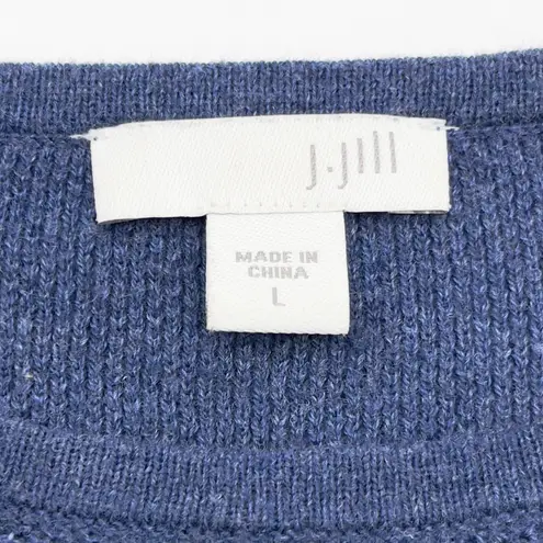 J Jill Sweater Womens Large Thermal Coastal Minimalist Cozy Soft Classic Preppy Blue