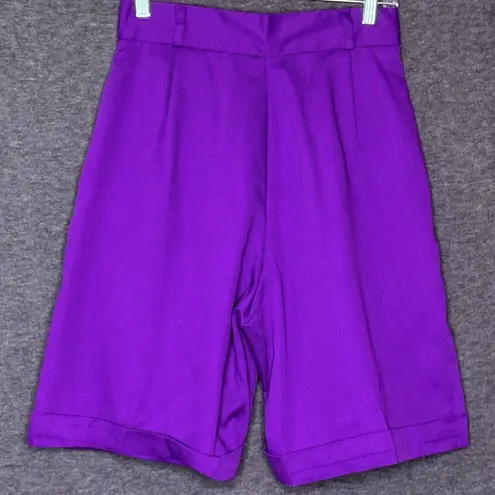 Star City Vintage Purple Pleated High-Waist Bermuda Shorts Size 10 USA Rayon