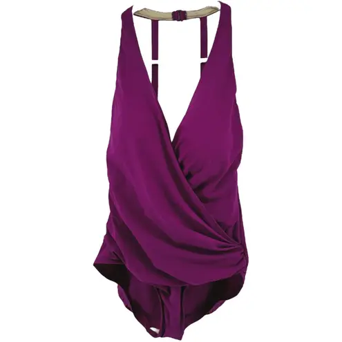 MiracleSuit Wrapsody One Piece Swimwear Bikini V Neck Padded Framboise Purple 12
