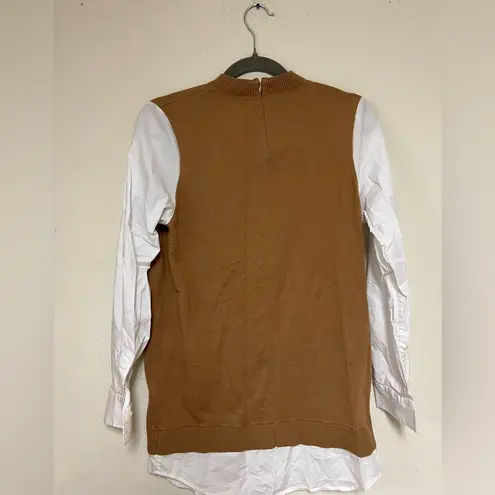 STAUD Women’s Mixed media shirt dress XS Brown