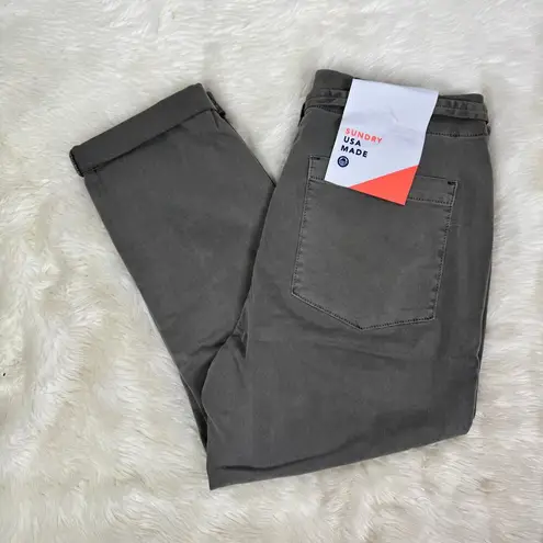 Sunday Revolve Le Soleil Pant Contrast Stripe Frayed Hem in Cactus Size 28 NWT Green