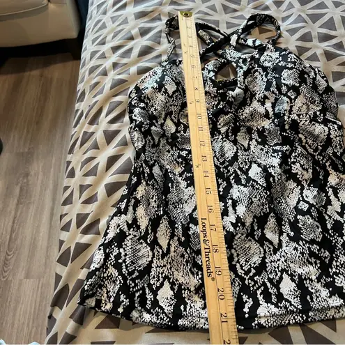 Ibiza Size S Metallic Reptile Snake Print Strappy Cutout Front Tankini Swimwear Black - Image 11