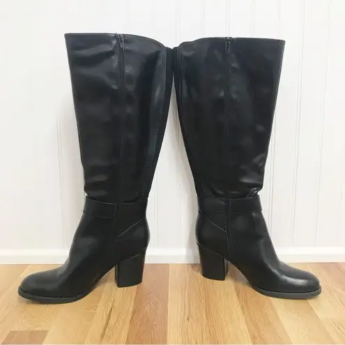 Naturalizer SOUL Black Wide Calf Chunky Heel Boot Knee High Size 6.5 New