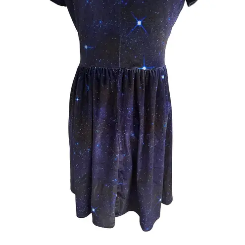 DOCTOR WHO Velvet BBC Galaxy Print Collared Dress Size Medium Blue