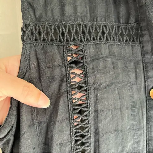 Wearabouts shirt dress semi sheer embroidered black collared button up small