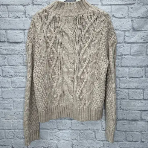 Marie Oliver Chunky Cable Kint Sweater Womens Size L Blush Pink Mock Neck Wool - Image 6