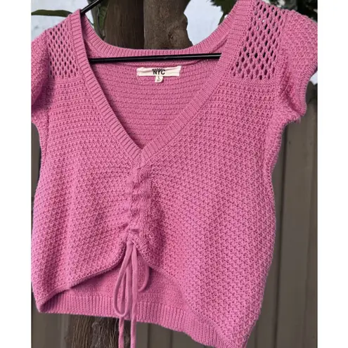 Madden NYC Hot Pink Knit Ruched Crop Top – Size L Size L
