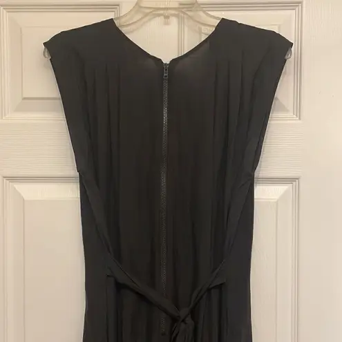 Helmut Lang Helmet Lang 100% Silk Black V-Neck Cap Sleeve Jumpsuit