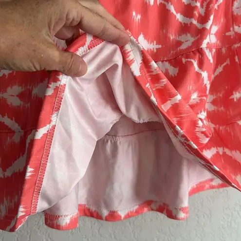 Tehama Athletic Tiered Mini Skirt Orange Ikat Athleisure Tennis Golf Sporty Prep