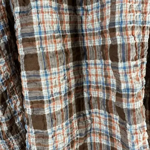 Christy Dawn Alyssa Seersucker Cottagecore Mini Dress Redwood Plaid Large