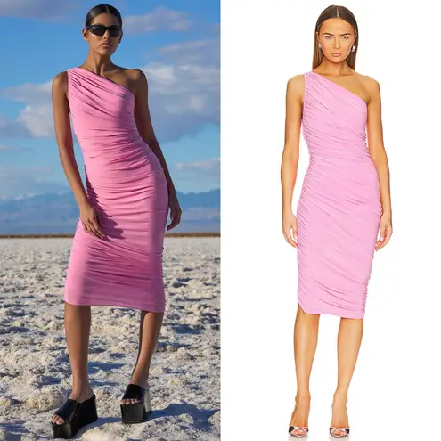 Norma Kamali NEW NWT Diana One Shoulder Dress To Knee In Candy Pink